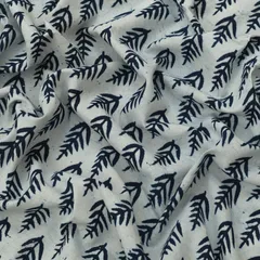 Navy Blue and White Dabu Print Cotton Fabric