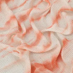 Peach PInk Shibori Print Sequins Embroidery Georgette