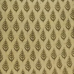 Olive Green and White Dabu Print Cotton Fabric
