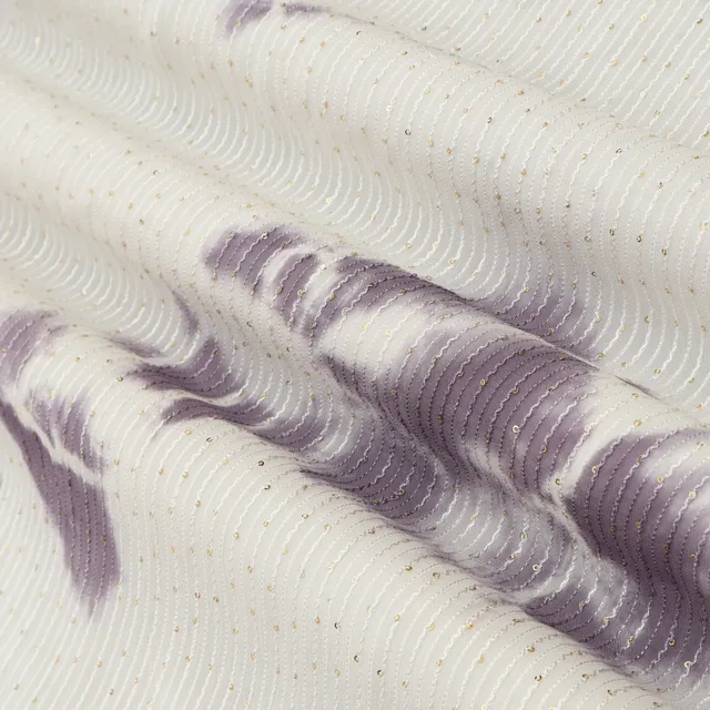 Lavender Purple Shibori Print Sequins Embroidery Georgette