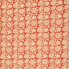 Crimson Red Motif Print Kalamkari Lurex Embroidery Fabric