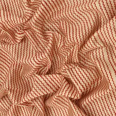 Crimson Red Zig ZAg Print Kalamkari Lurex Embroidery Fabric