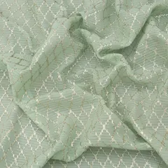 Mint Green Jaal Threadwork Embroidery Georgette Fabric