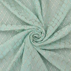 Powder Blue Jaal Threadwork Embroidery Georgette Fabric