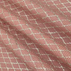 Bubblegum Pink Jaal Threadwork Embroidery Georgette Fabric