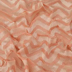 Peach Threadwork and Sequins Embroidery Lawn Cotton Fabric