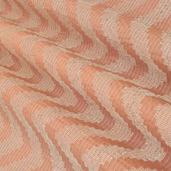 Peach Threadwork and Sequins Embroidery Lawn Cotton Fabric