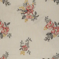 Pearl White Floral Embroidery Cotton Lurex Fabric