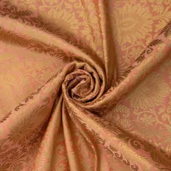 Blush Pink and Gold Satin kimkhab Fabric
