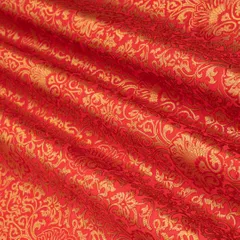 CRimson Red and Gold Satin kimkhab Fabric