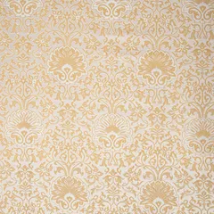 Ivory White and Gold Satin kimkhab Fabric