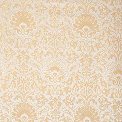 Ivory White and Gold Satin kimkhab Fabric