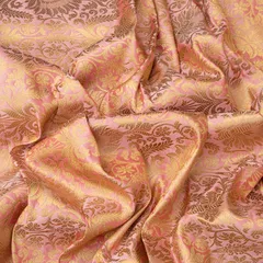 Baby PInk and Gold Satin kimkhab Fabric