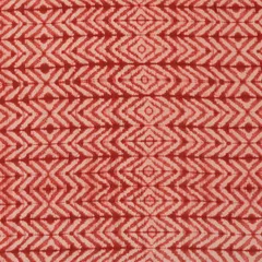 Brick Red and White Geometric Print Mulmul Silk Fabric