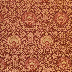 Wine Red and Gold Satin kimkhab Fabric