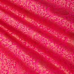Magenta Pink and Gold Satin kimkhab Fabric