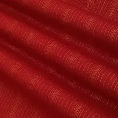 Maroon Kora Cotton Lurex Sparkling Stripes Fabric