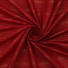 Maroon Kora Cotton Lurex Sparkling Stripes Fabric
