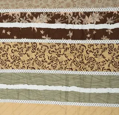 Ivory Cotton Brown Floral Print Patch Work Fabric