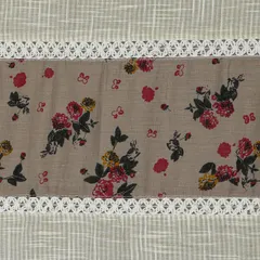 White Cotton Gray Floral Print Patch Work Fabric