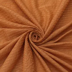 Rust Brown Cotton Sequence Embroidery Fabric