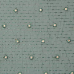 Azure Blue Lawn Stripe Threadwork Mirror Embroidery Fabric