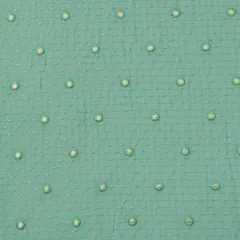 Sky Blue Lawn Stripe Threadwork Mirror Embroidery Fabric