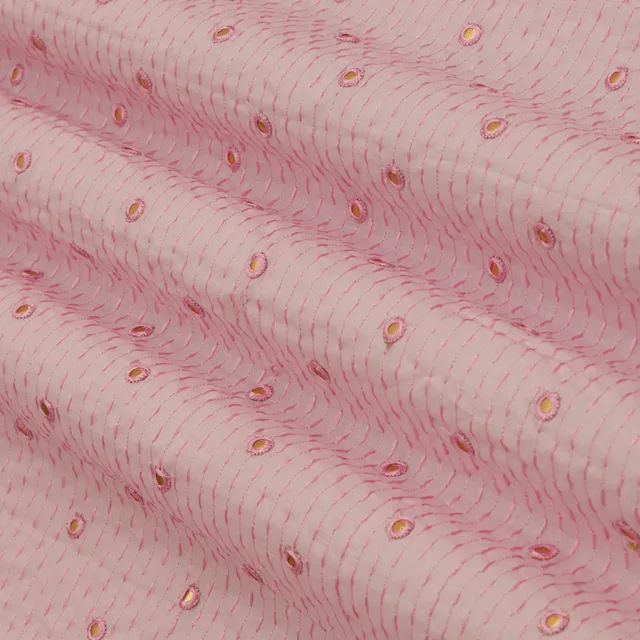 Lavendar Lawn Stripe Threadwork Mirror Embroidery Fabric