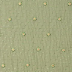 Tea Green Lawn Stripe Threadwork Mirror Embroidery Fabric