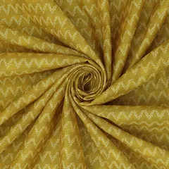 Mustard Yellow and White Geometric Printed Chanderi Handloom