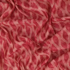 Magenta Pink and White Geometric Printed Chanderi Handloom