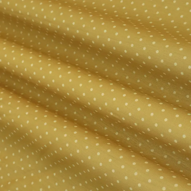 Mustard Yellow and White Dot Printed Chanderi Handloom