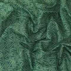 Emerald Green and White Geometric Printed Chanderi Handloom