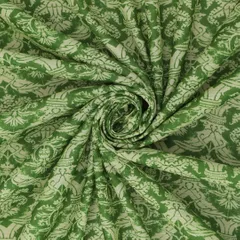 Sage Green and White Motif Printed Chanderi Handloom