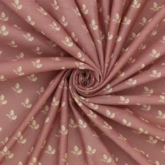 Rose Pink and White Motif Printed Chanderi Handloom