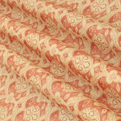 Brick Red and Cream Motif Printed Chanderi Handloom