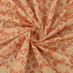 Brick Red and Cream Motif Printed Chanderi Handloom