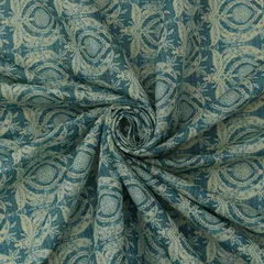 Powder Blue and White Floral Motif Printed Chanderi Handloom