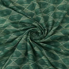 Turquoise Blue and White Geometric Printed Chanderi Handloom