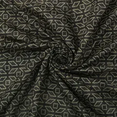 Shadow Grey and White Geometric Printed Chanderi Handloom