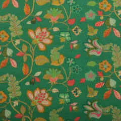 Emerald Green Flower Print Lawn Cotton Fabric