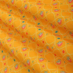 Marigold Yellow and Pink Print Lawn Cotton Fabric