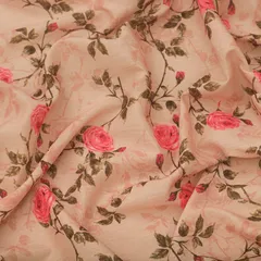 Blush Pink Flower Print Lawn Cotton Fabric