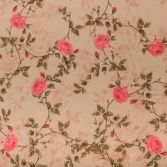 Blush Pink Flower Print Lawn Cotton Fabric