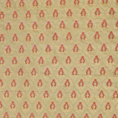 Ivory White and Pink Meena Brocade Chanderi Fabric