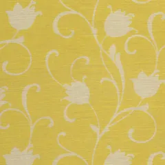 Bright Yellow Chanderi Floral Print Fabric