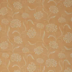 Faded Brown Chanderi Floral Print Fabric