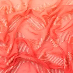 Baby Pink Organza Flowy Stripe Sequin Embroidery Fabric
