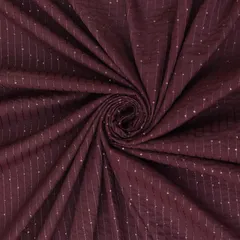 Deep Purple Cotton Sequence Embroidery Fabric