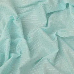Powder Blue Cotton Sequence Embroidery Fabric